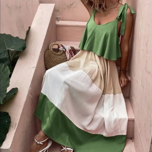 Bohemian Color Block Maxi Dress - Picture 7 of 12